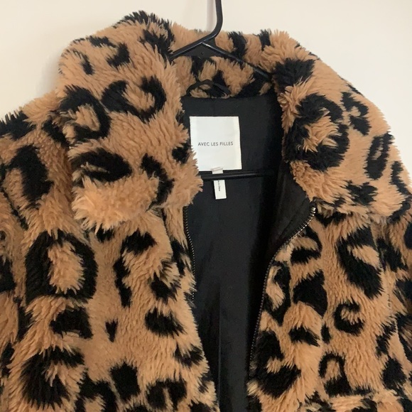 Avec Les Filles |cheetah faux fur bomber jacket - Picture 7 of 10